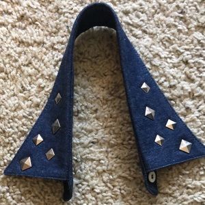 Dark denim studded collar choker NWOT
